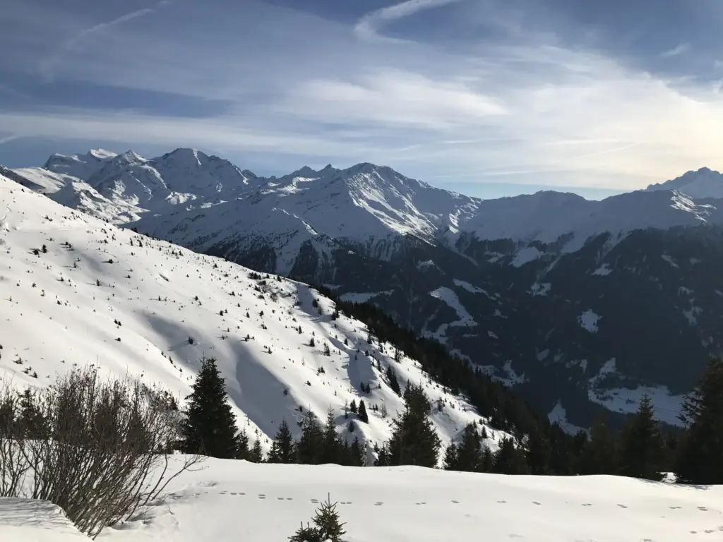 Pentes enneigées et montagnes autour du domaine de Verbier