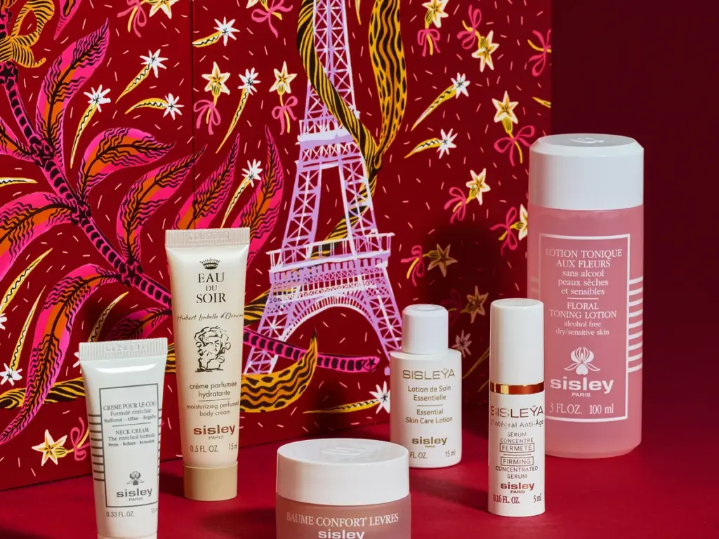 Calendrier de l’Avent Sisley illustré par Marie-Victoire de Bascher, tour Eiffel et soins de la maison